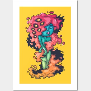 Cute and sweet magic Dryad with fire hair Posters and Art